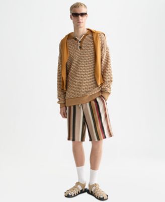 Men's Crochet Multi-Color Stripe Bermuda Shorts