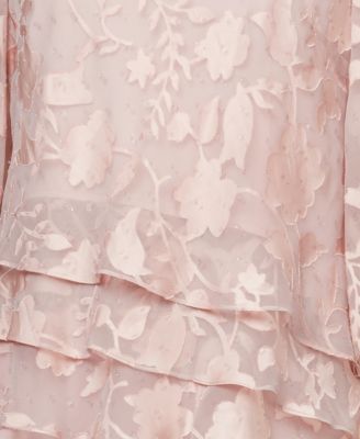 Petite Burnout Chiffon Boat Neck Top