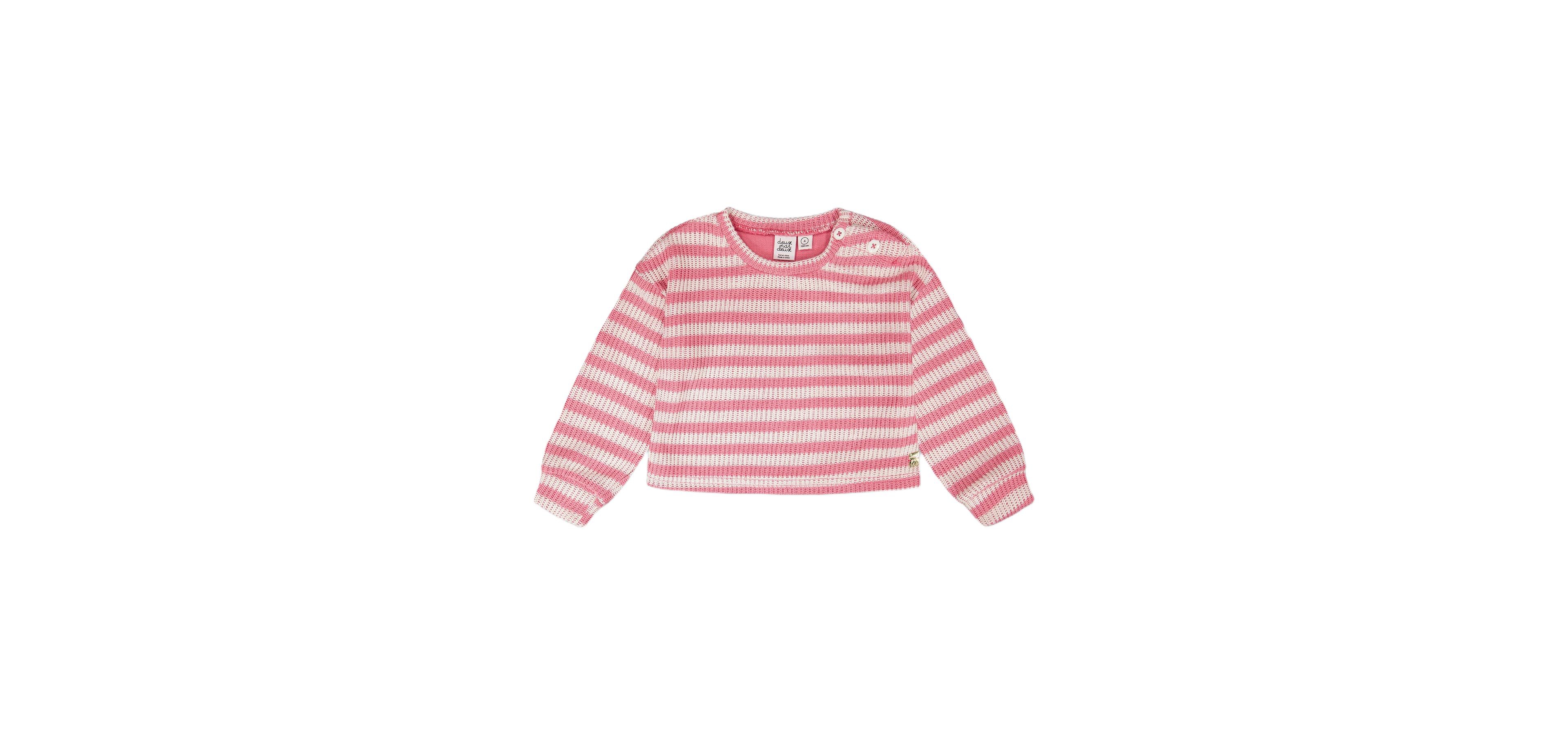 Deux par Deux Toddler Girls Striped Sweater Pink and White - Toddler|Child