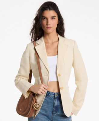 Women's Linen Patch Pocket Collared Blazer