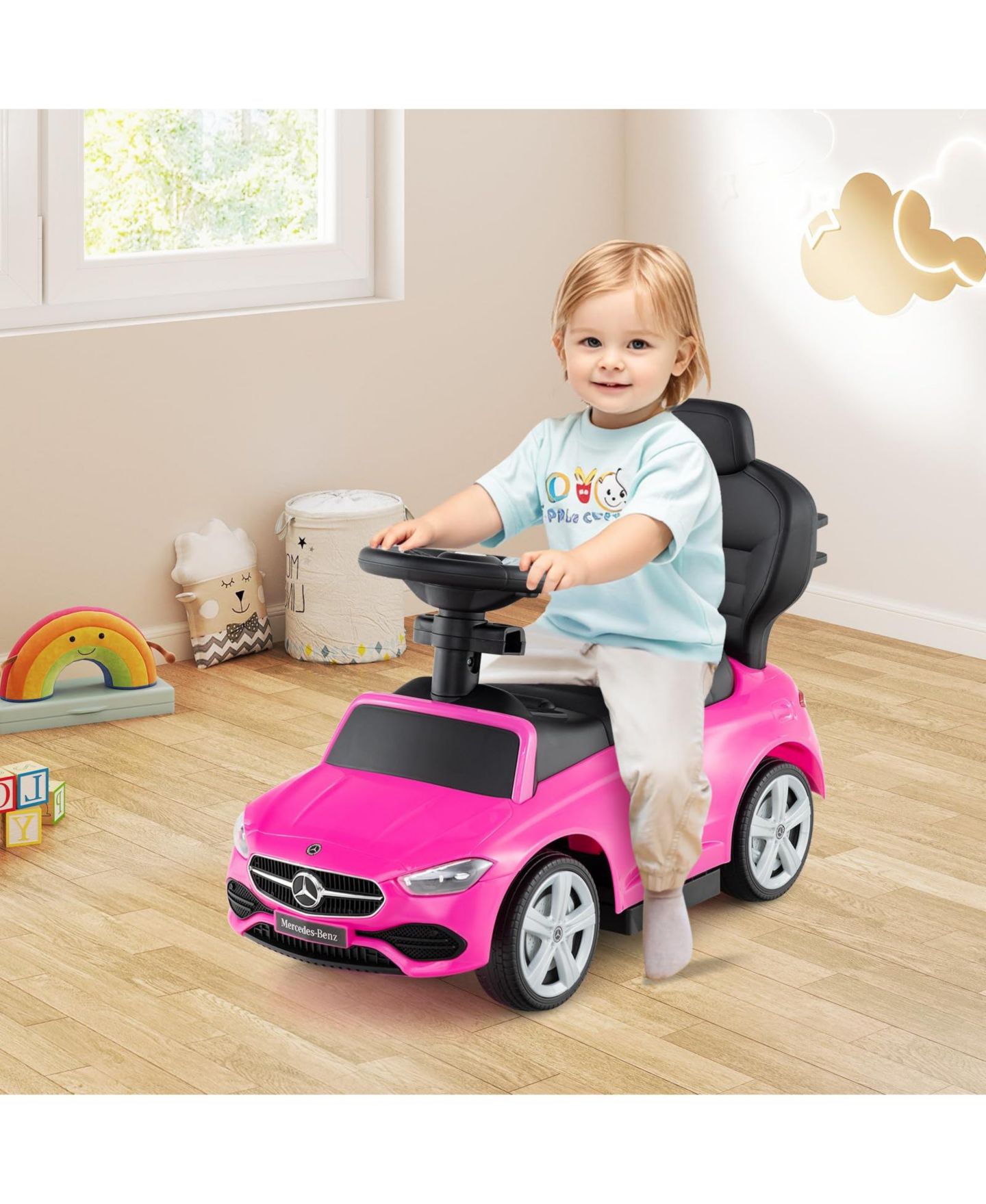 Детская игрушка Mecale 3-in-1 Mercedes-Benz Licensed Ride-On Push Car, Ages 18-36 Months, цвет: Розовый — фото 9