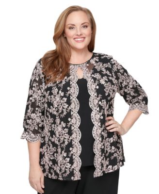 Plus Size Embroidered Crewneck Top