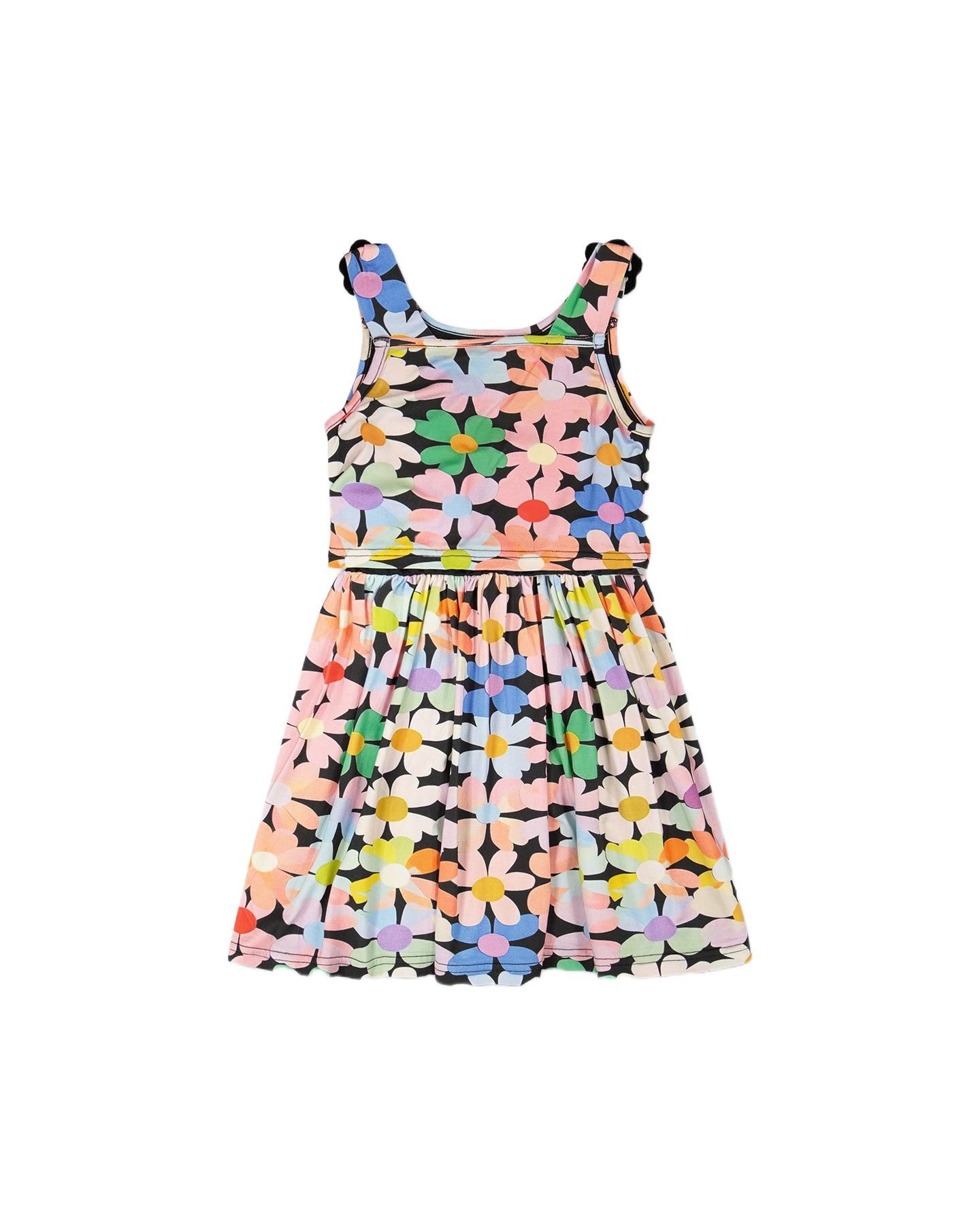 Платье Deux par Deux Dress Printed Flowers для девочек, цвет: Чёрный с принтом — фото 4