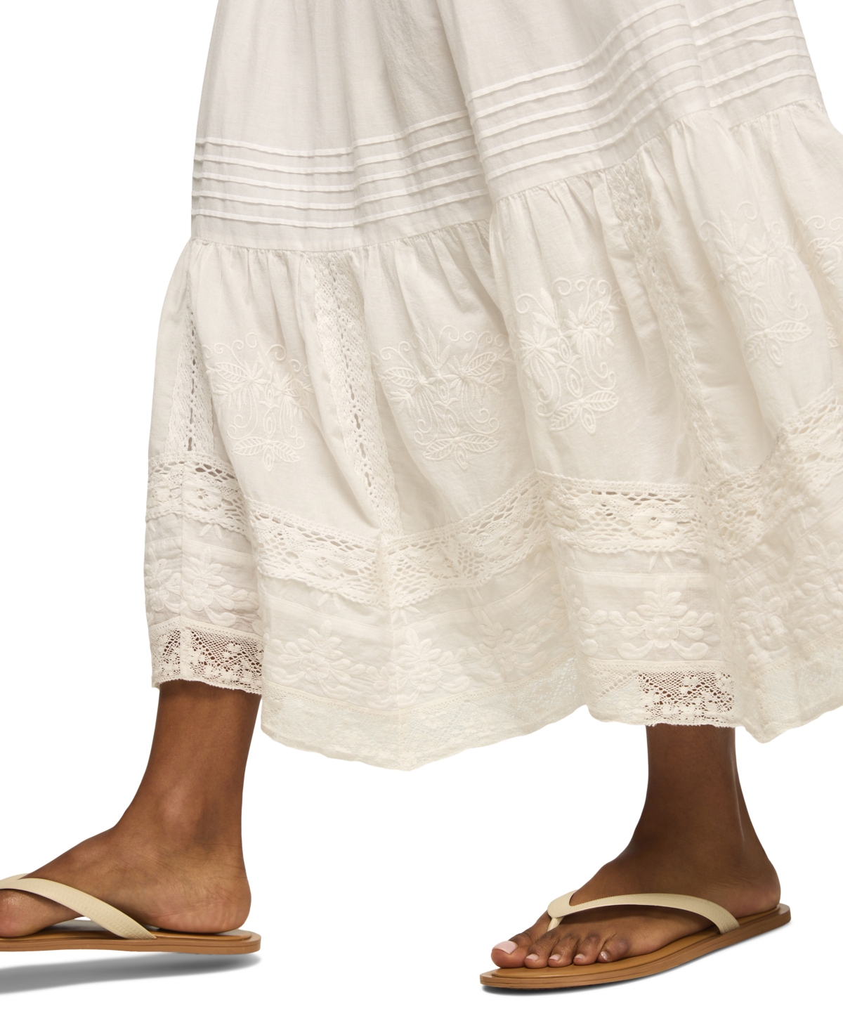 Lucky Brand Women's Lace Trim Mix Midi Skirt