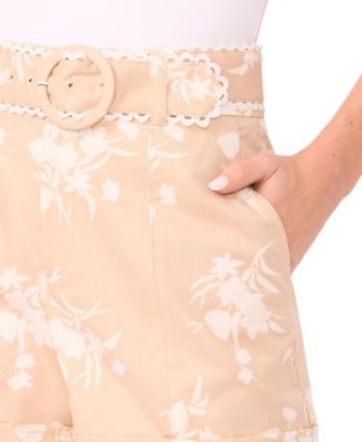 Women's High Waist Belt Shorts