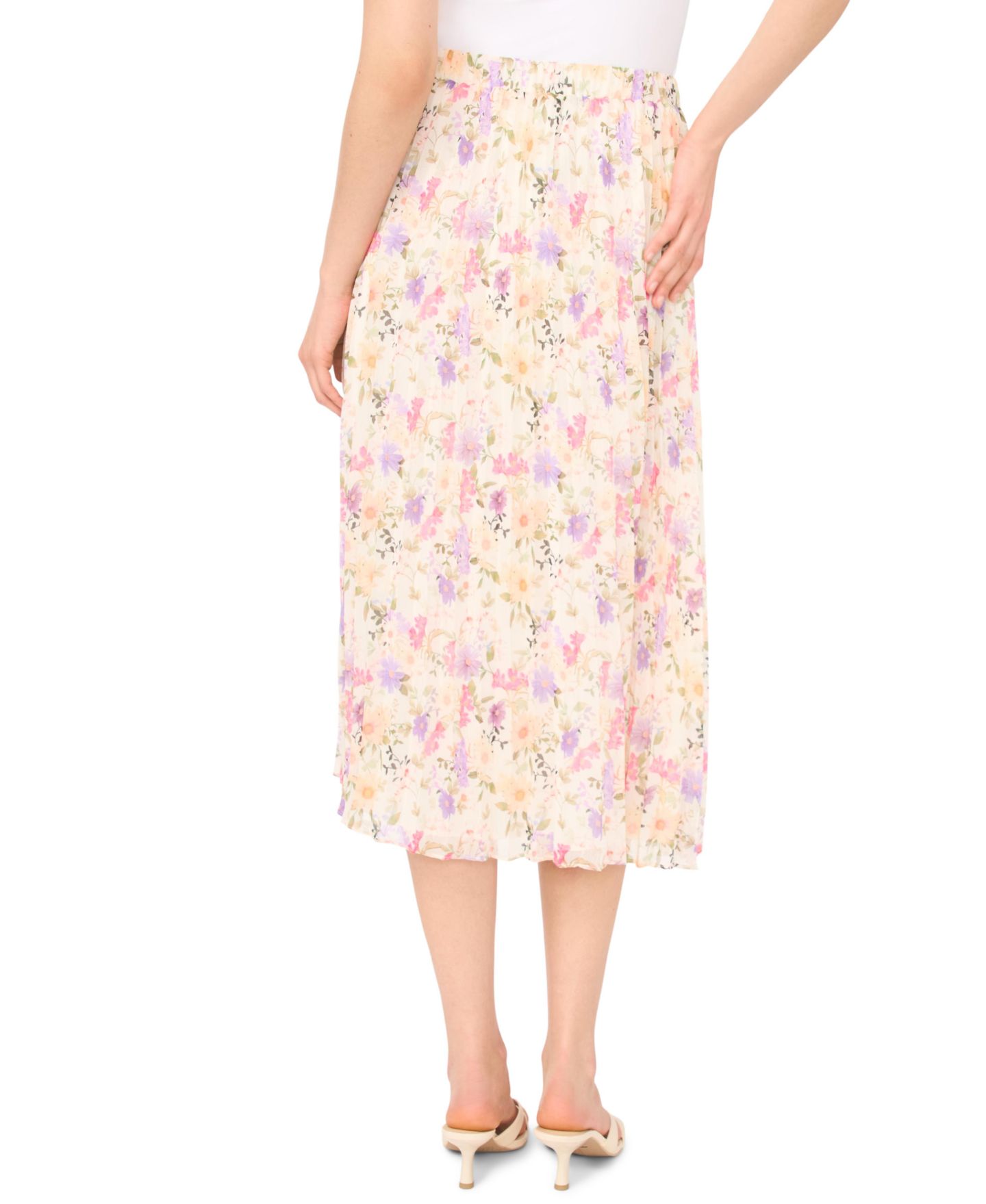 Женская юбка CeCe Sunburst Pleat Detail Midi, цвет: Слоновая кость — фото 3