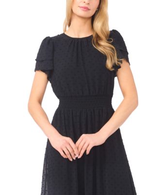Women's Double Ruffle Short-Sleeve Crew Neck Maxi Dress
