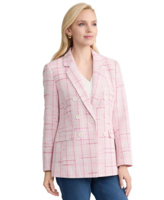 Women's One-Button Notch Collar Tweed Jacket