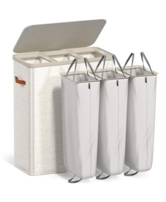 3-Compartment Laundry Basket with Removable Laundry Bag - Durable Organizer for Bathroom, Bedroom, or Laundry Room - Space Saving Design