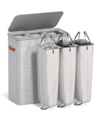 3-Compartment Laundry Basket with Removable Laundry Bag - Durable Organizer for Bathroom, Bedroom, or Laundry Room - Space Saving Design