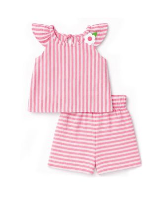 Big Girls Stripe Gauze Top And Shorts