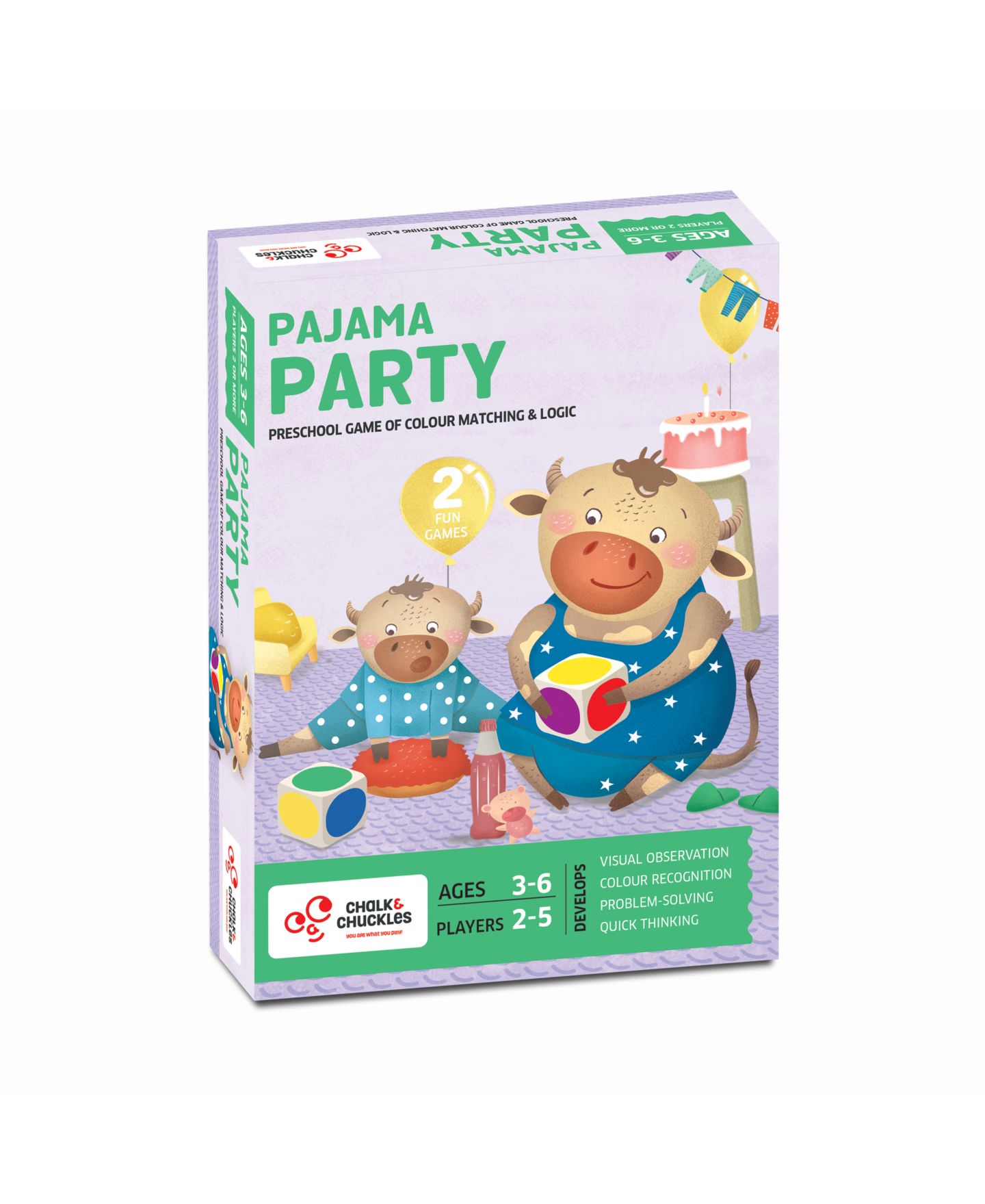 Детские игрушки Chalk & Chuckles Pajama Party Matching Dice Game, Ages 3+ — фото 1