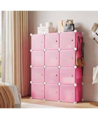 Space-Saving Modular Shoe Storage Cabinet – 12-Cube Stackable Organizer with Doors