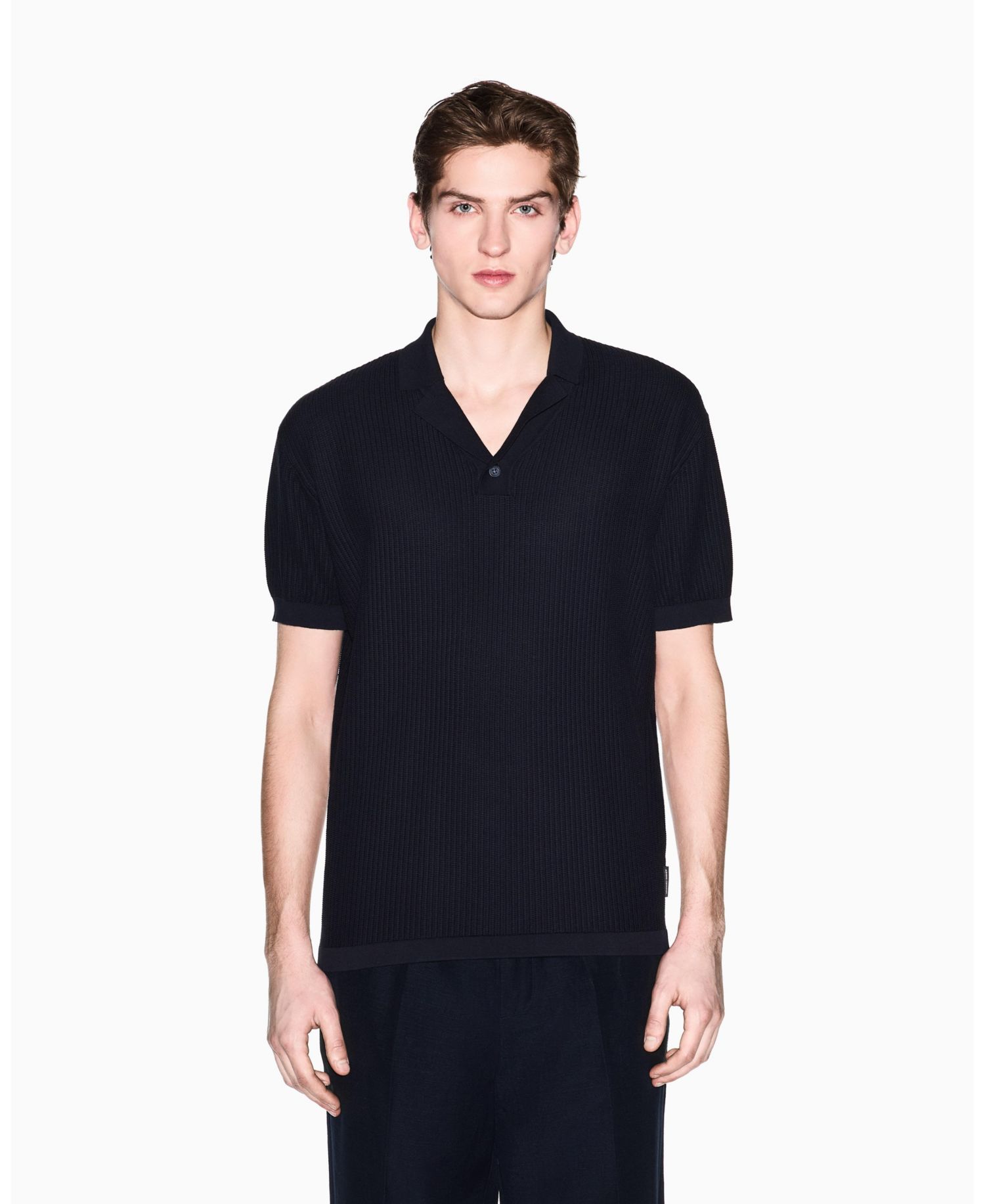 Men's Textured Polo Sweater