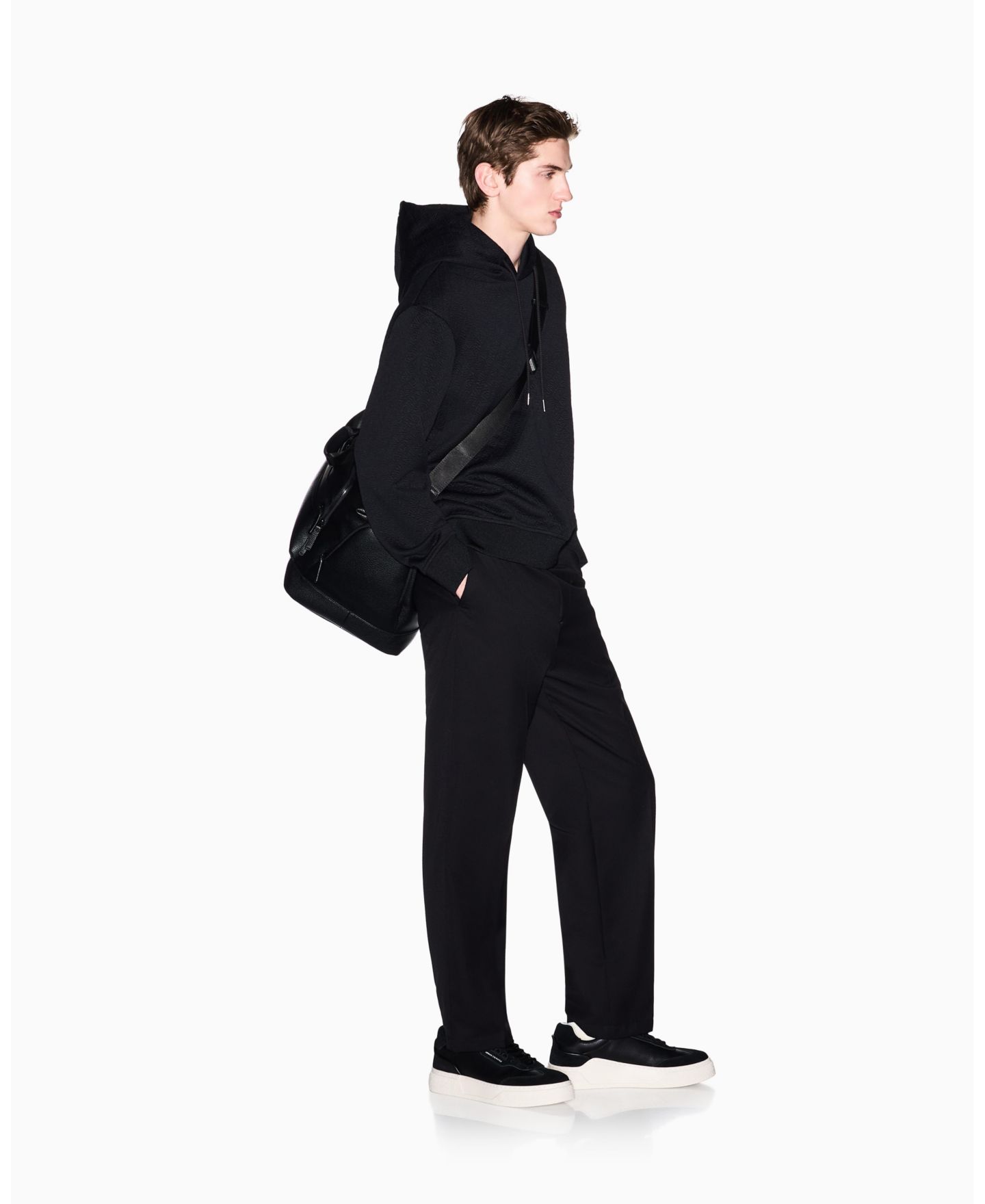 Мужское худи A|X Armani Exchange Jacquard Allover Print Logo, цвет: Чёрный — фото 2