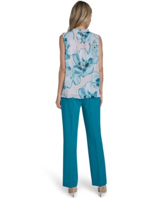 Women's Textured Ruffle Neck Top