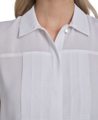 Women's Sleeveless Pleated Front Blouse