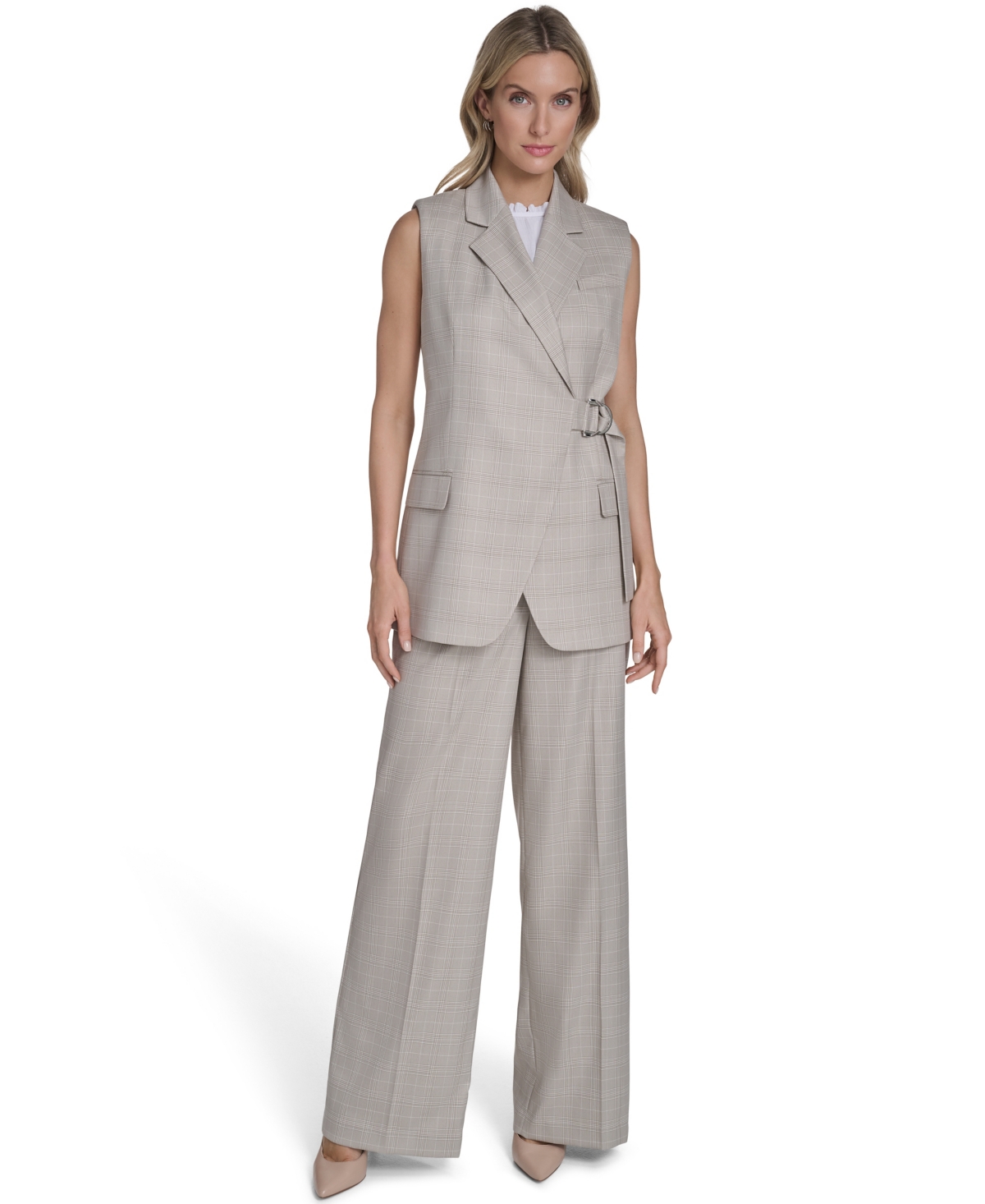 Calvin Klein Women's Collared Windowpane Vest Top