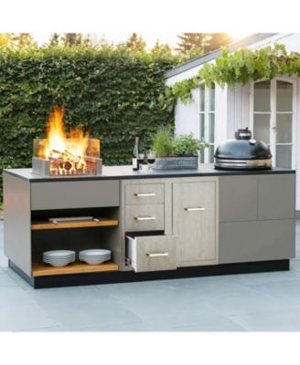 PeakPursuit Stainless Steel Outdoor Kitchen Door Drawer Combo - Triple Drawers & Access Door, Propane Storage & Adjustable Garbage Ring