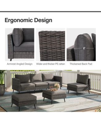 Outdoor Patio Furniture, 6 Piece Outdoor Sectional Sofa PE Rattan Wicker Patio Conversation Sets,All Weather Patio Furniture Set