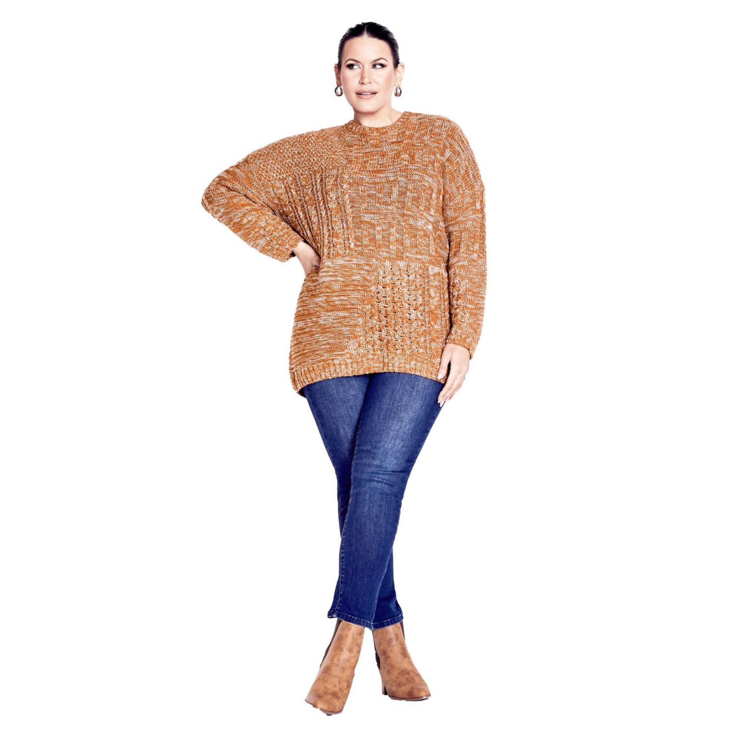 Women's Plus Size Charli Drop Shoulder Cable Sweater