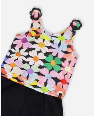 Toddler Girls Sleeveless Jersey Jumpsuit Printed Flowers