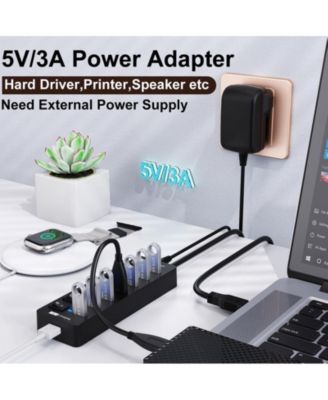 7-Port USB 3.0 Hub, Individual Switches, 5Gbps High-Speed Data Transfer,for Laptop, PC, MacBook,Ideal for Home, Office