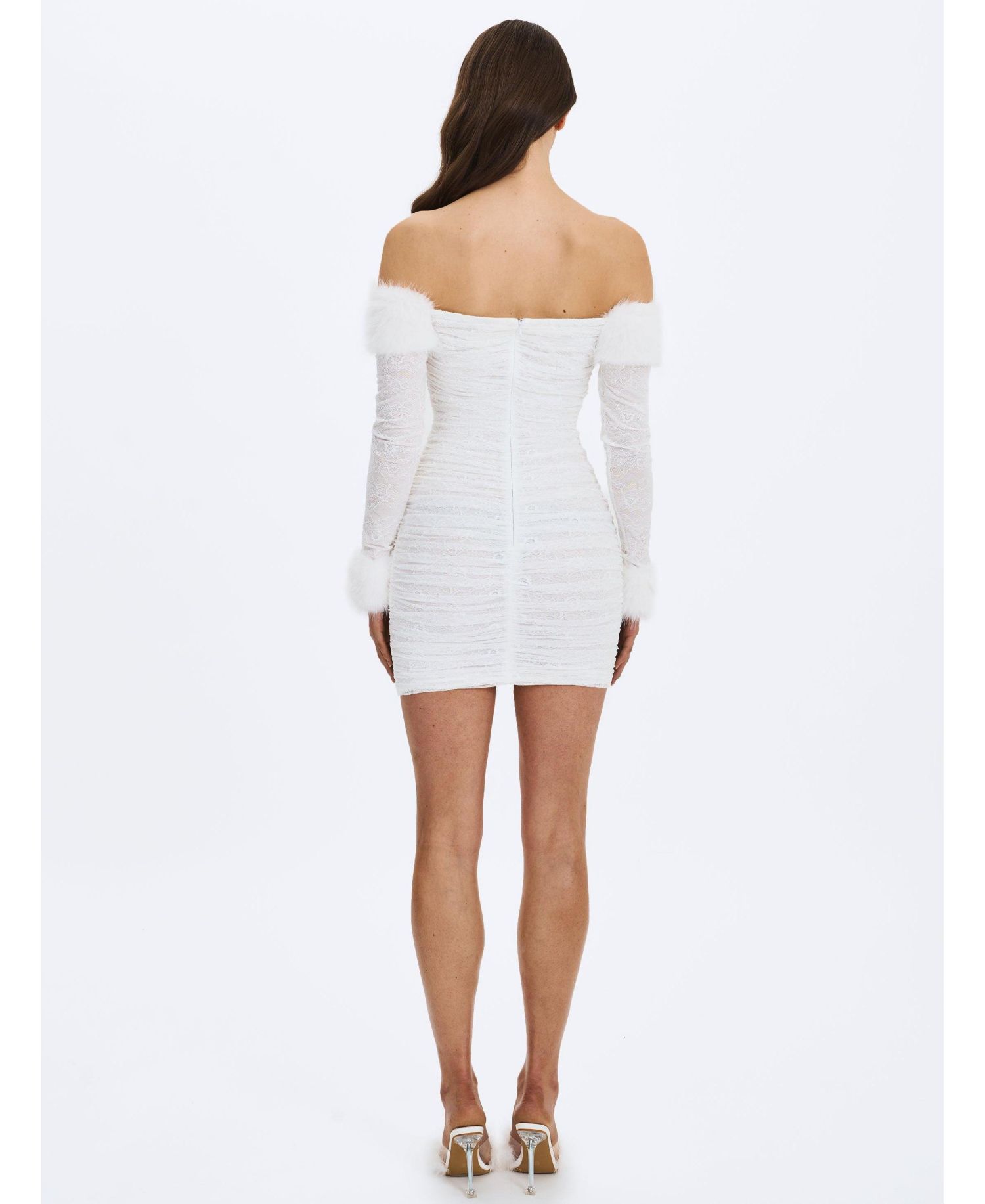 Women's Lani Lace Off-Shoulder Ruched Mini Dress