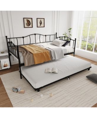 Metal Daybed with Trundle Bed, Twin Size, Premium Metal Frame
