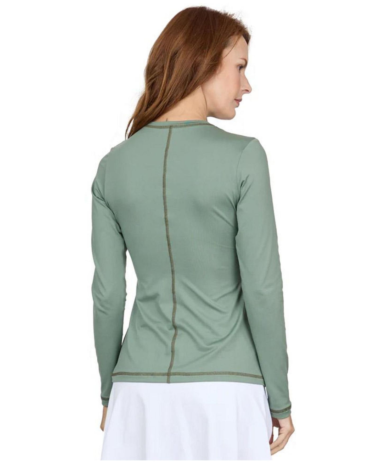 Женская рубашка Sofibella Plus Size UV Colors Long Sleeve Tennis, цвет: Армейский — фото 2