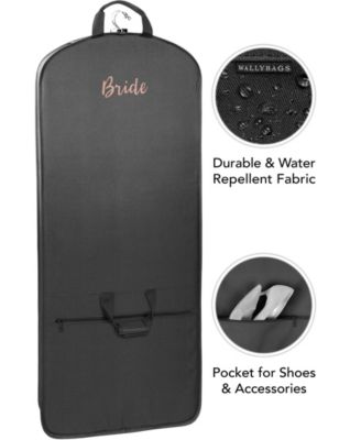 60" Premium Tri-Fold Travel Garment Bag with Pocket and Bride Embroidery