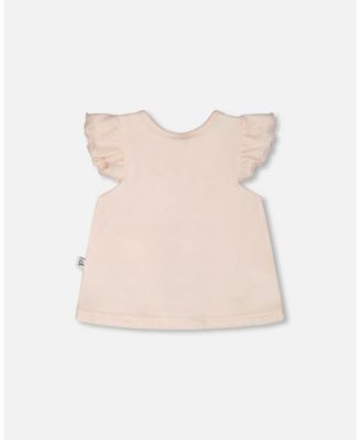 Baby Girls cotton jersey top and shorts set in peach animal print