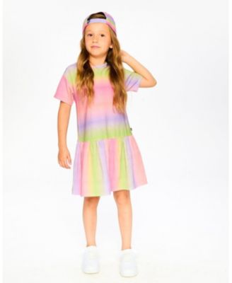Toddler Girls Printed Jersey Dress with Heart Back Cut Out Multicolor
