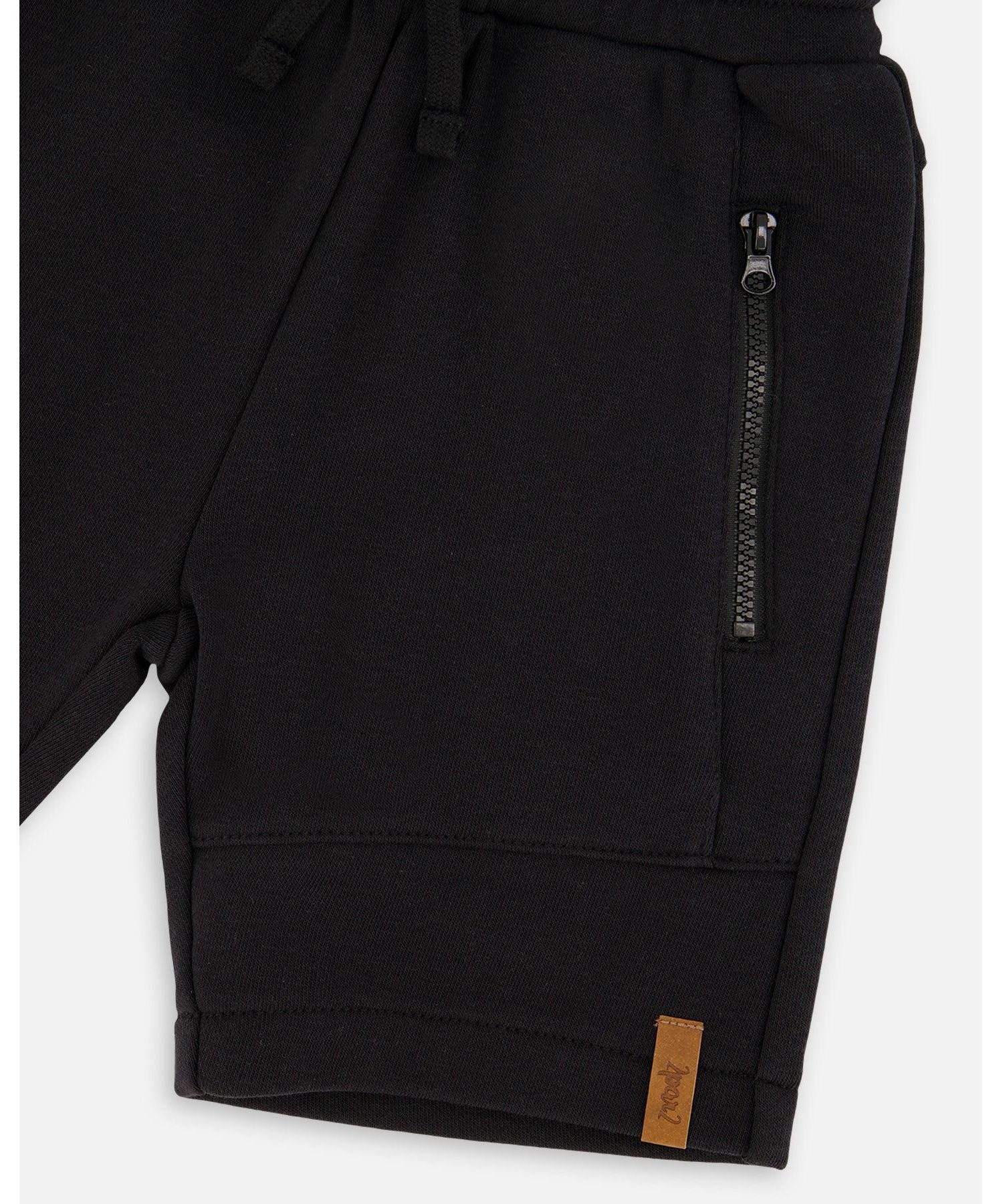 Toddler Boys French Terry Shorts with Cross Seams Black - Toddler|Child