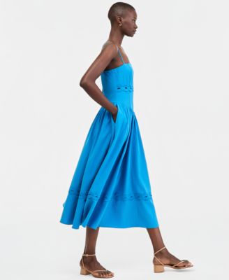 Juniors' Square-Neck Sleeveless Midi Dress