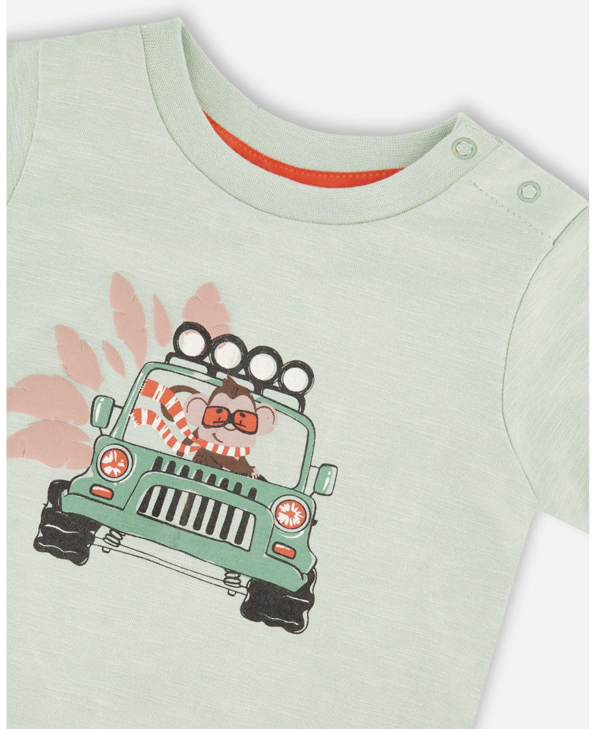 Deux par Baby Boys Cotton T-Shirt and Short Set Mint Green Beige