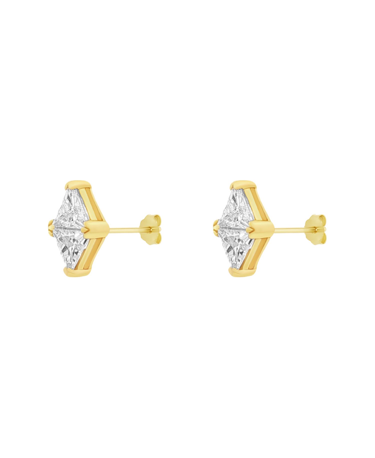Sterling Silver Duo Triangle Cubic Zirconia Stud Earrings