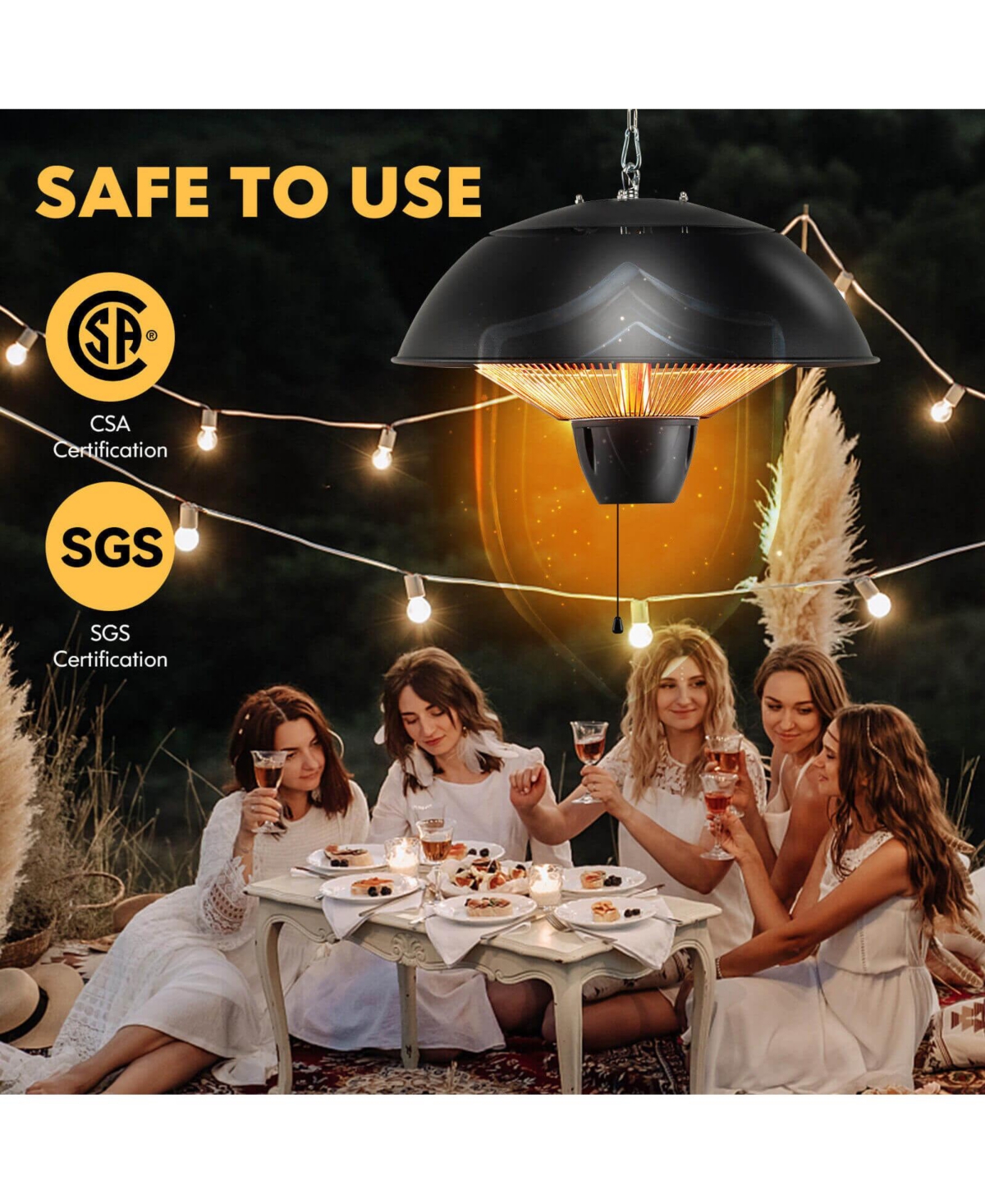 Sugift 1500W Electric Patio Heater with IPX4 Waterproof
