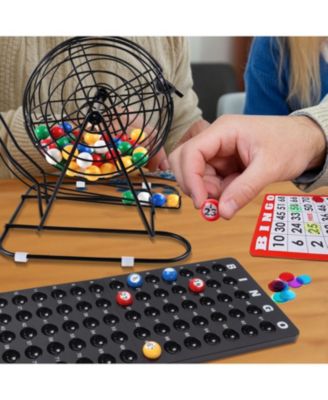 Deluxe Bingo Game Set with 8" Bingo Cage and Master Board, 75 Bingo Balls, 500 Chips, 50 Bingo Cards