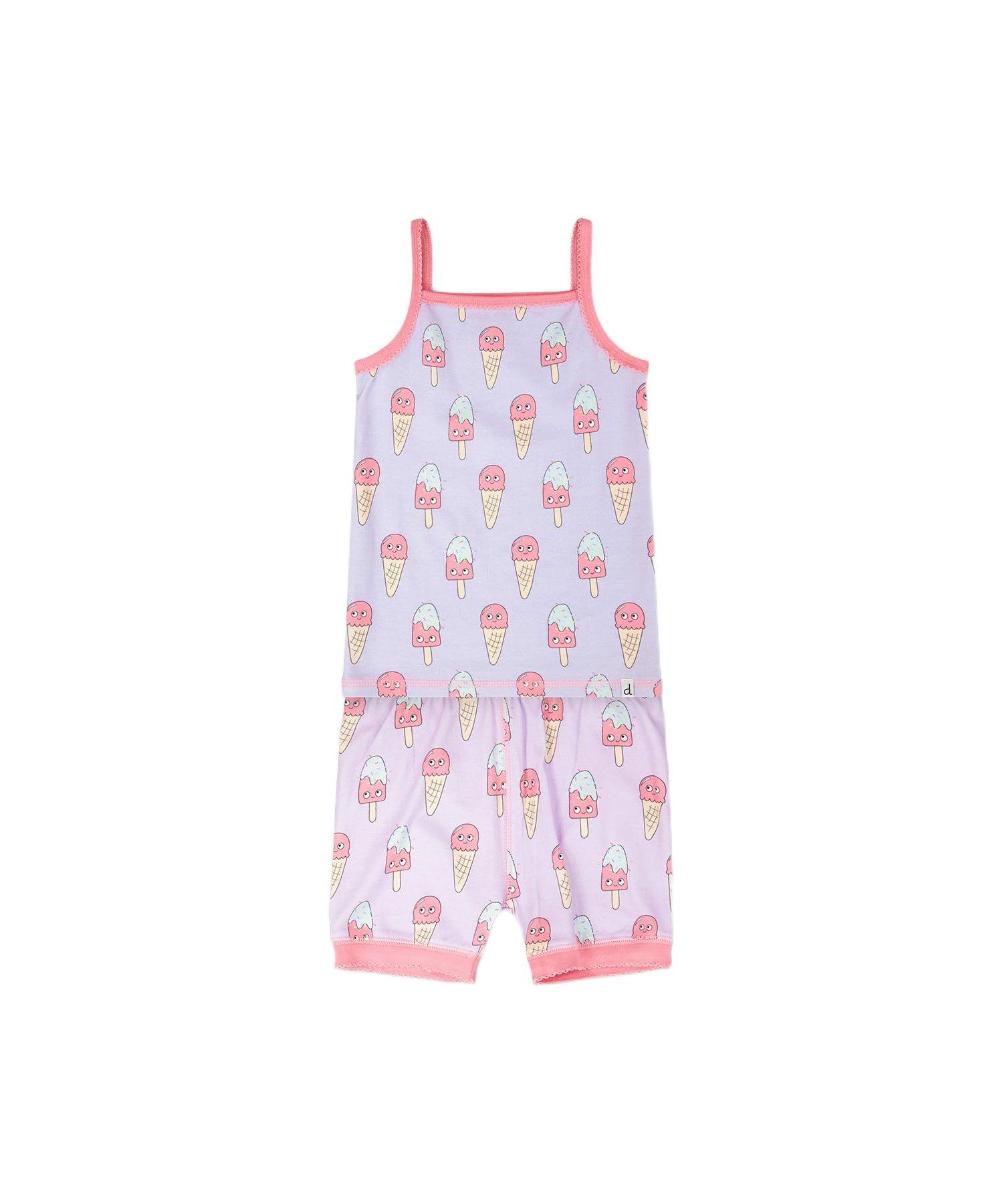 Baby Girls Cotton Two-Piece Pyjama Set Lilac Printed Ice Creams