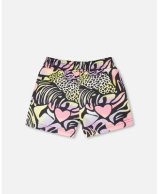 Big Girls French Terry Shorts Black Multicolor