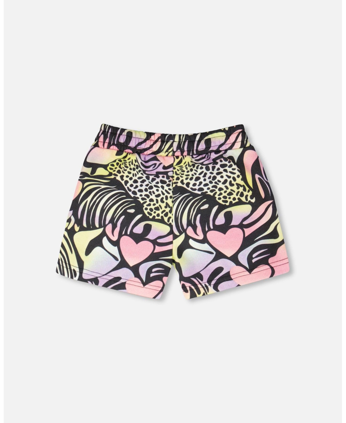 Deux par Big Girls French Terry Shorts Black Multicolor