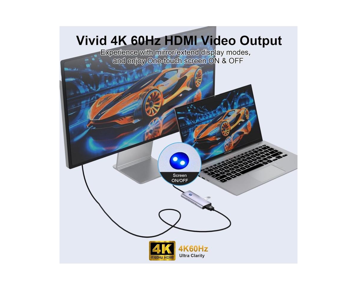 Risokeys 6 in 1 Usb C Hub with 10Gbps Usb A & Usb C Ports