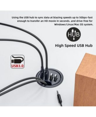 5 in 1 Flush Mount Desktop USB 3.0 Hub with 5Gbps Data Transfer and SD/TF Card Reader