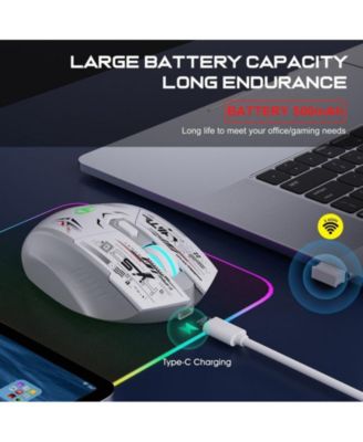 Dual Mode 2.4G & Bluetooth 5.1 Wireless Gaming Mouse with Silent Click, Rechargeable, 3 Level Adjustable DPI
