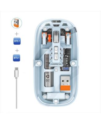 Transparent Tri Mode Wireless Mouse with 2.4G & BT5.1 and 800–1600 DPI