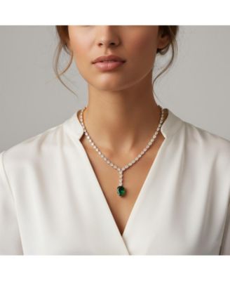 Timeless 14K Gold Plated Pear-cut Cubic Zirconia Tennis Necklace