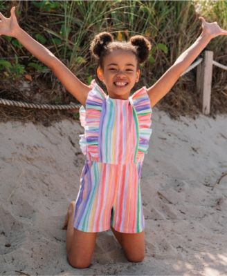 Girls Sleeveless Ruffle Knit Romper