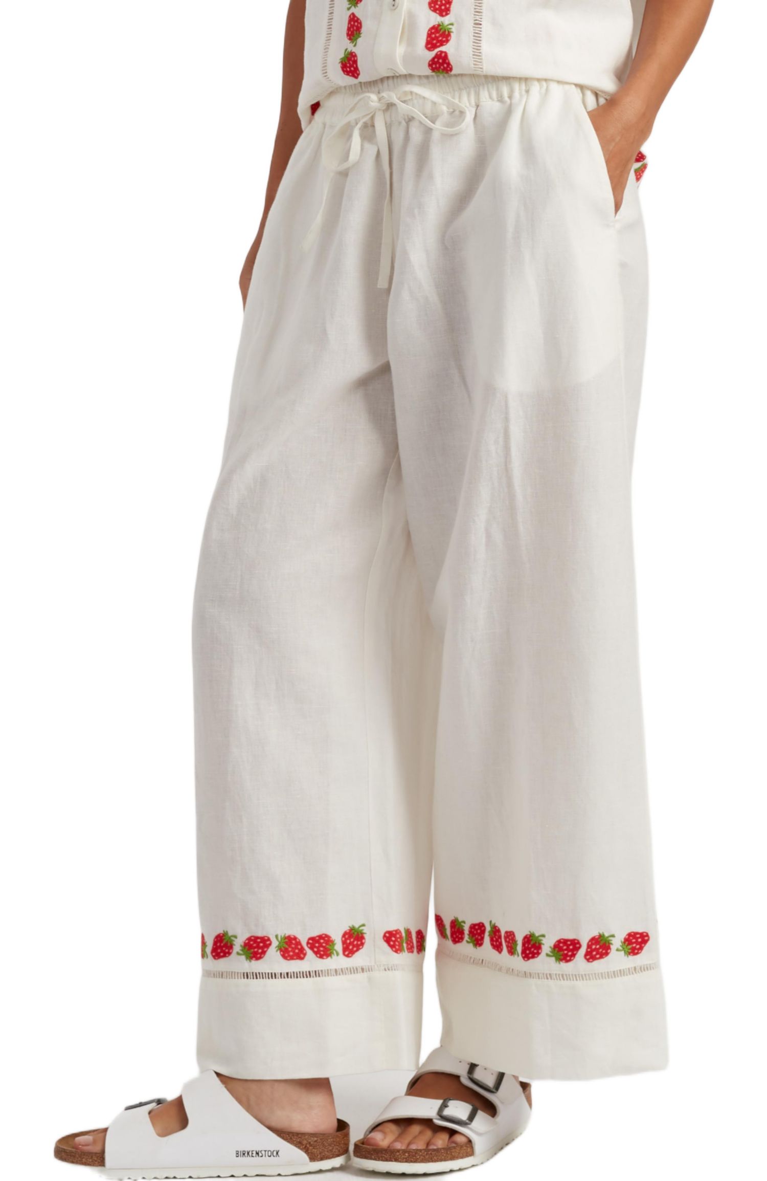 Women's Chinti and Parker Linen-Blend Strawberry Trousers