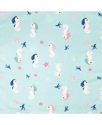 Girl Hooded Beach Towel Blue Seahorse Print